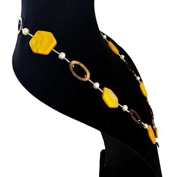 VINTAGE‎ PREMIER DESIGNS Women's Necklace 30" Genuine Freshwater Pearls & Shells - Picture 7 of 16